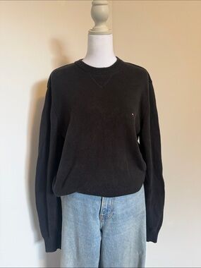 Tommy Hilfiger Black Crewneck Sweater with Logo